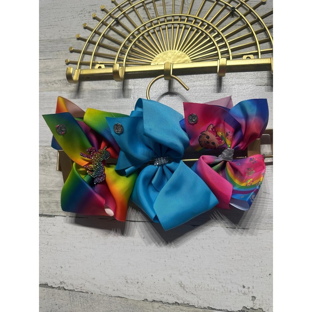 Jo Jo Siwa Hair Bow Lot on Alligator Clips (Set of 3) - Good Used Condition